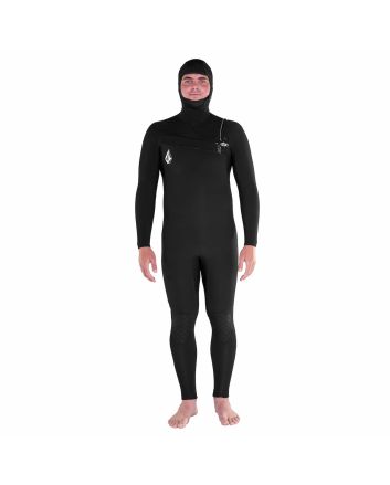 Hombre con Traje de neopreno con capucha y cremallera en el pecho Volcom Modulator 4/3mm negro 