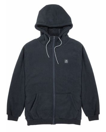 Chaqueta sherpa con capucha Vissla Eco-Zy Polar Zip Hoodie Negra para hombre 