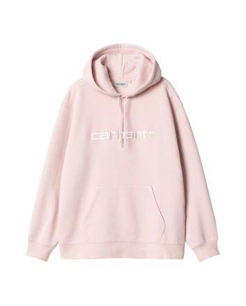 Sudadera con capucha Carhartt WIP W' Hooded Carhartt Sweat rosa claro con logo blanco cera para mujer