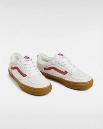 Zapatillas Vans Skate Rowley Blancas con banda lateral roja y suela waffle de goma para hombre