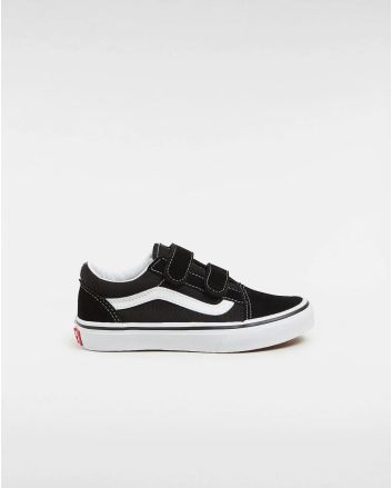 Zapatillas Vans Uy Old Skool negras con banda sidestripe blanca y cierre de velcro para niños 4 a 8 años