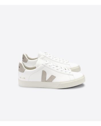 Zapatillas Ecológicas Veja Campo Chromefree White Natural Suede blancas con detalles en beige unisex