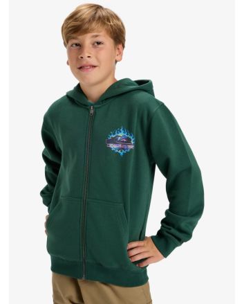 Niño con sudadera de capucha y cremallera Quiksilver Graphic Zip Verde